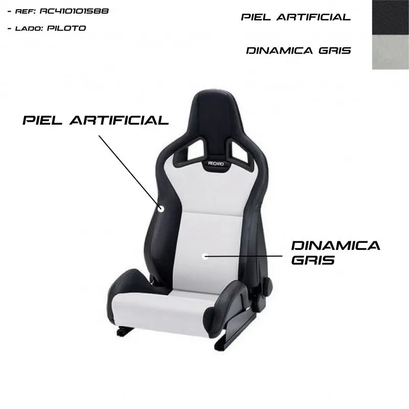 Asiento Recaro Sportster Cs Calefaccion Piel Artificial Negro/Dinamica Gris Piloto 1