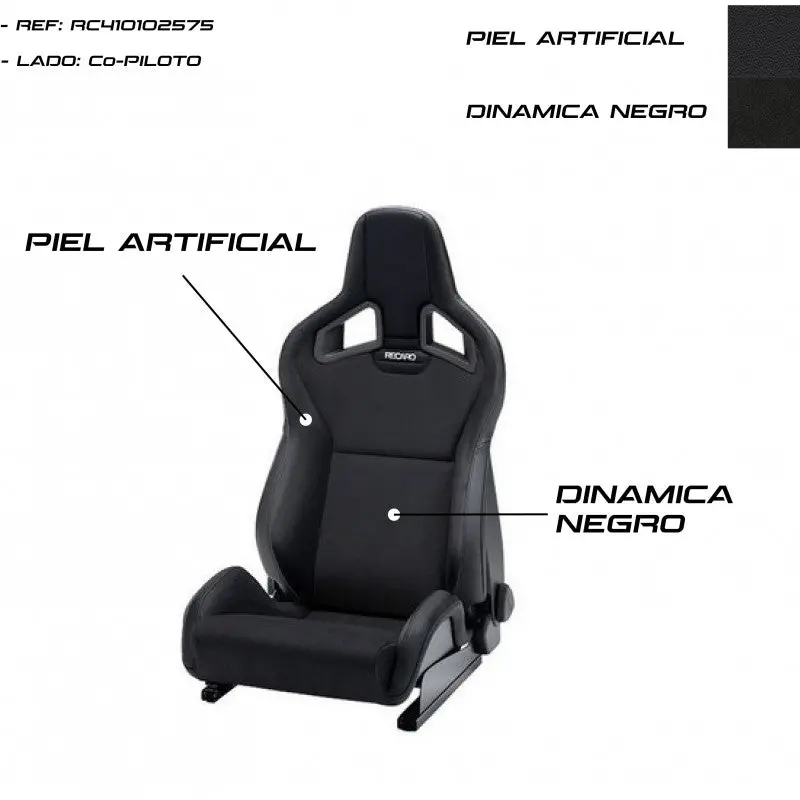 Asiento Recaro Sportster Cs Calefaccion Piel Artificial Negro/Dinamica Negro Copiloto 1