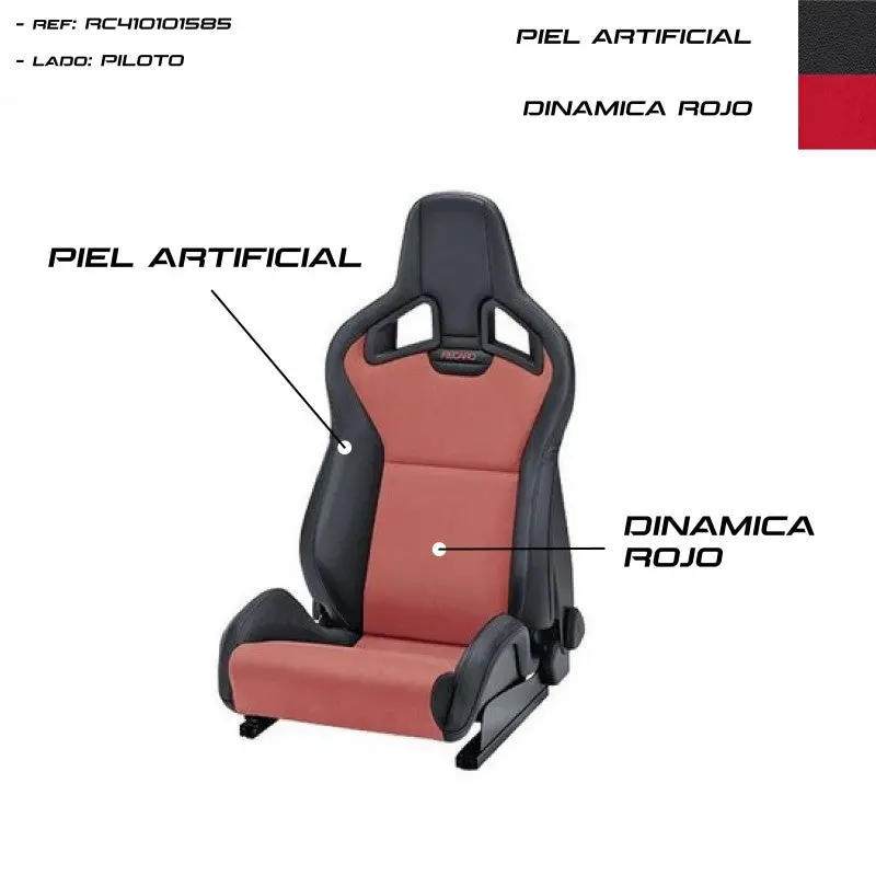 Asiento Recaro Sportster Cs Calefaccion Piel Artificial Negro/Dinamica Rojo Piloto 1