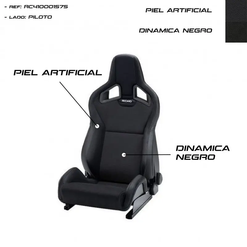Asiento Recaro Sportster Cs Piel Artificial Negro/Dinamica Negro Piloto 1