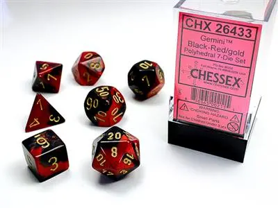 Gemini® Polyhedral Black-Red/Gold 7-Die Set 1