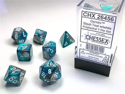 Gemini® Polyhedral Steel-Teal/White 7-Die Set 1