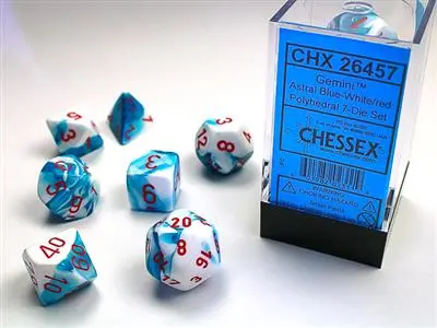 Gemini® Polyhedral Astral Blue-White/Red 7-Die Set 1