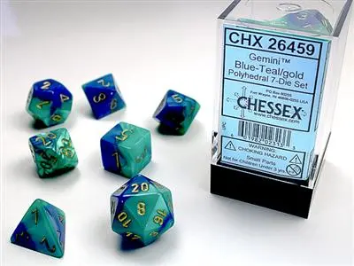 Gemini® Polyhedral Blue-Teal/Gold 7-Die Set 1