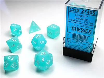 Frosted™ Polyhedral Teal/White 7-Die Set 1