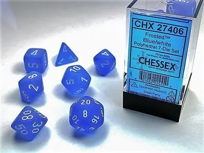 Frosted™ Polyhedral Blue/White 7-Die Set 1