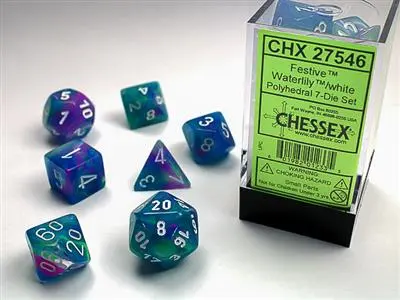Festive® Polyhedral Waterlily™/White 7-Die Set 1