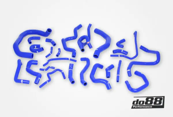 High-performance DO88 coolant hoses compatible with Audi, SEAT, Skoda, and Volkswagen models equipped with 1.8L and 2.0L TSI engines on the MQB platform
