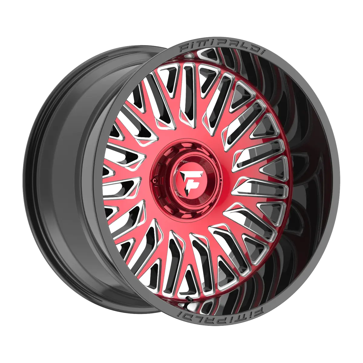 Fittipaldi Off Road Fa07mbrm 22X12, Et -44, Pcd 5X5.00/5X5.50, Cb 78.1-Gloss Black Machined Face, Red Tint, And Milled Windows 1