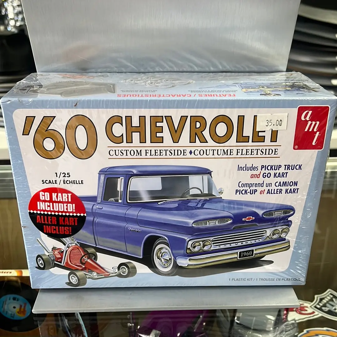 Amt Model Kit 1:25 1960 Chevrolet Custom Fleetside With Go Kart 1
