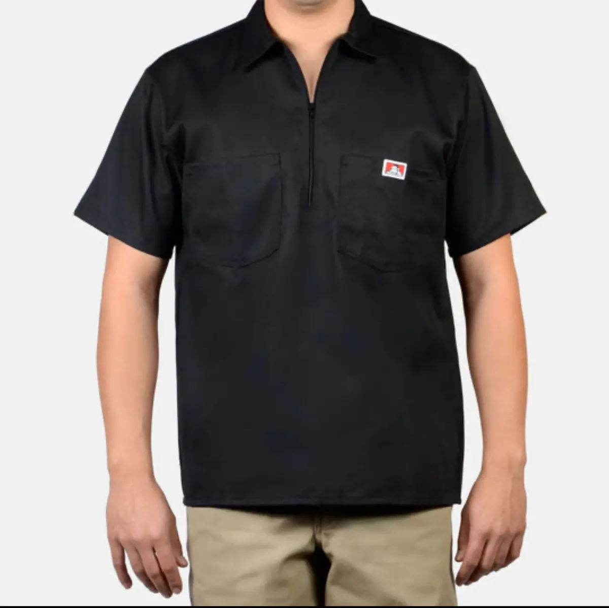 Ben Davis Short Sleeve 1/2 Zip - Black 1