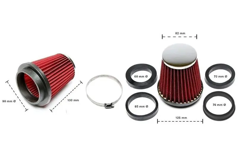 Filtro De Aire Deportivo Ta Technix Ø90mm Rojo Con Tapa Cromada 1