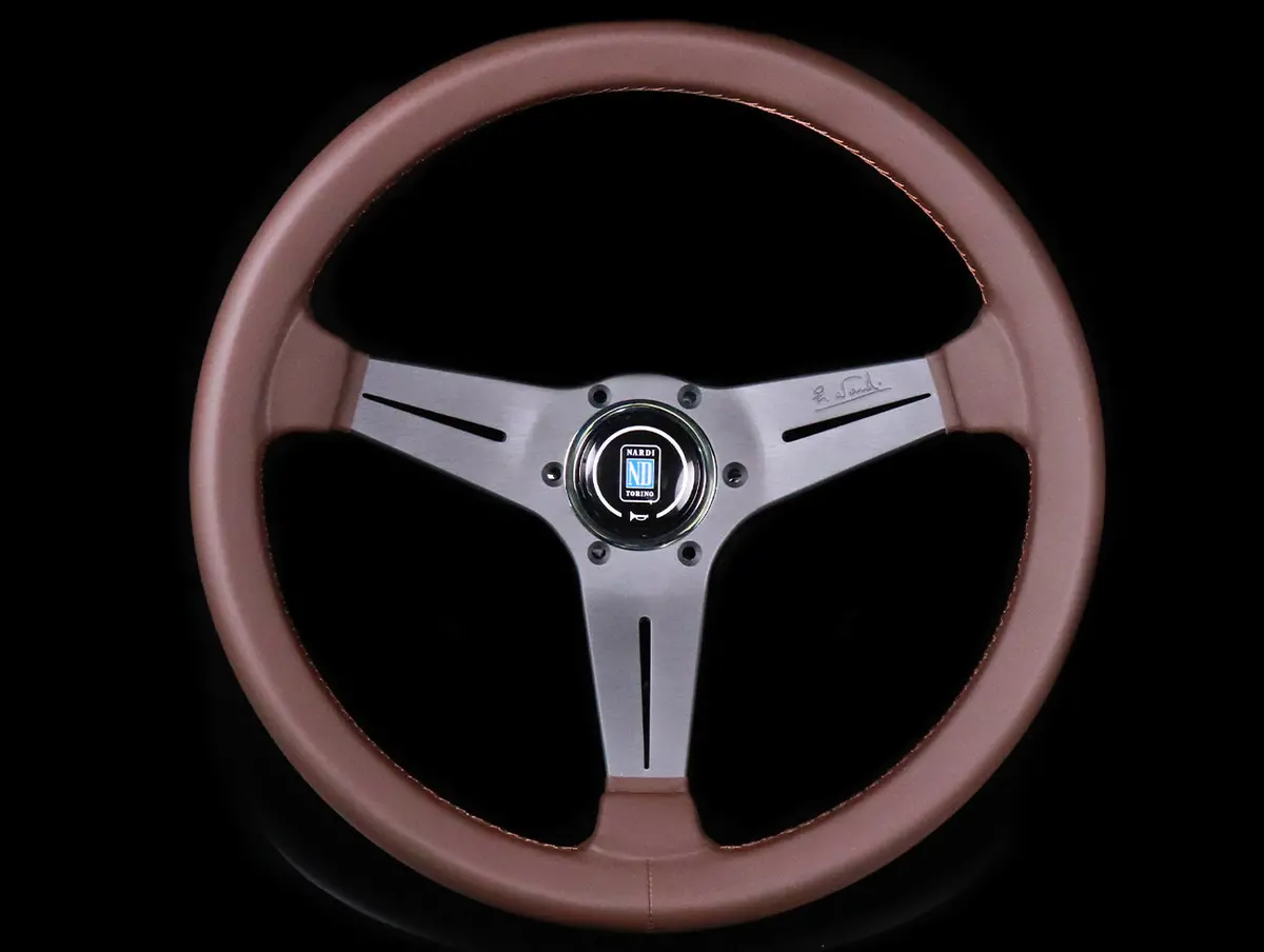 Nardi Deep Corn Revolution Brown Leather Steering Wheel 1