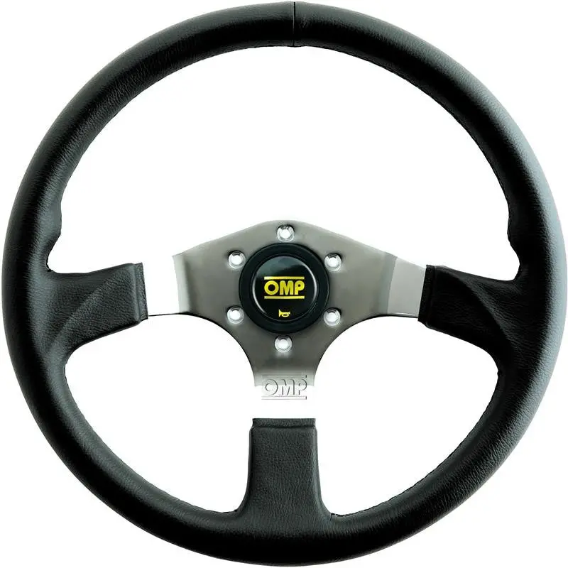 Volante Asso Flat Con 3 Steel Spokes Negro Leather Diam 350Mm Handgrip Oval 34X27mm 1
