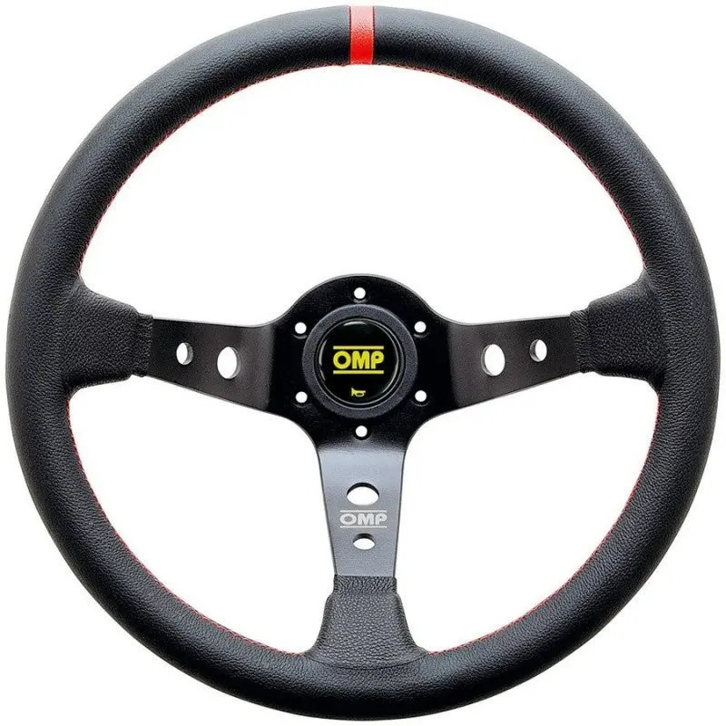 Volante Omp Corsica Piel 350Mm Brazos Negro - Detalle Rojo 1
