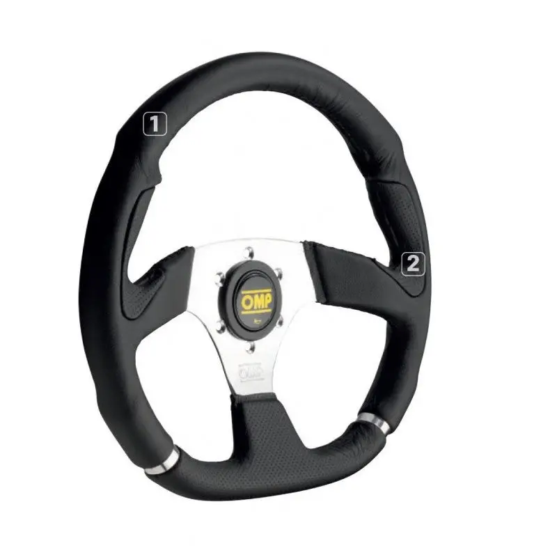Volante Omp Cromo Piel 350Mm Ancho/330Mm Alto Negro/Cromo 1