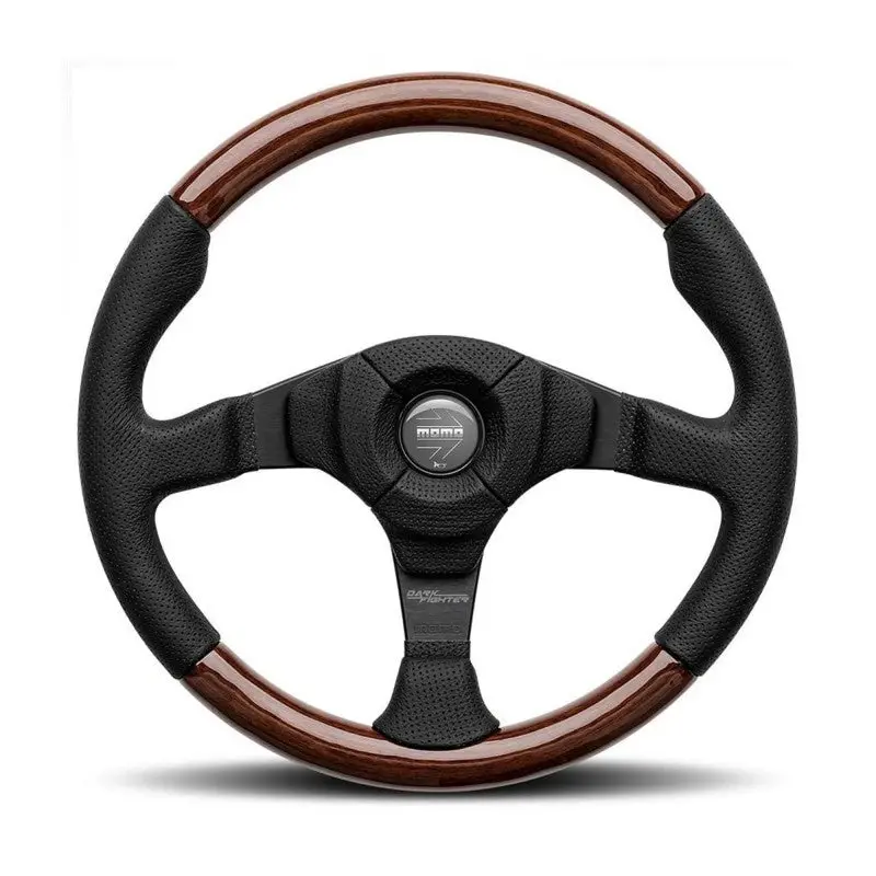 Volante Momo Dark Fighter 350 Mm Madera Y Piel 1