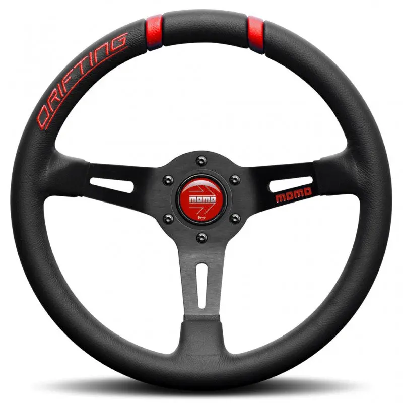Volante Momo Drifting 330 Negro-Rojo 1