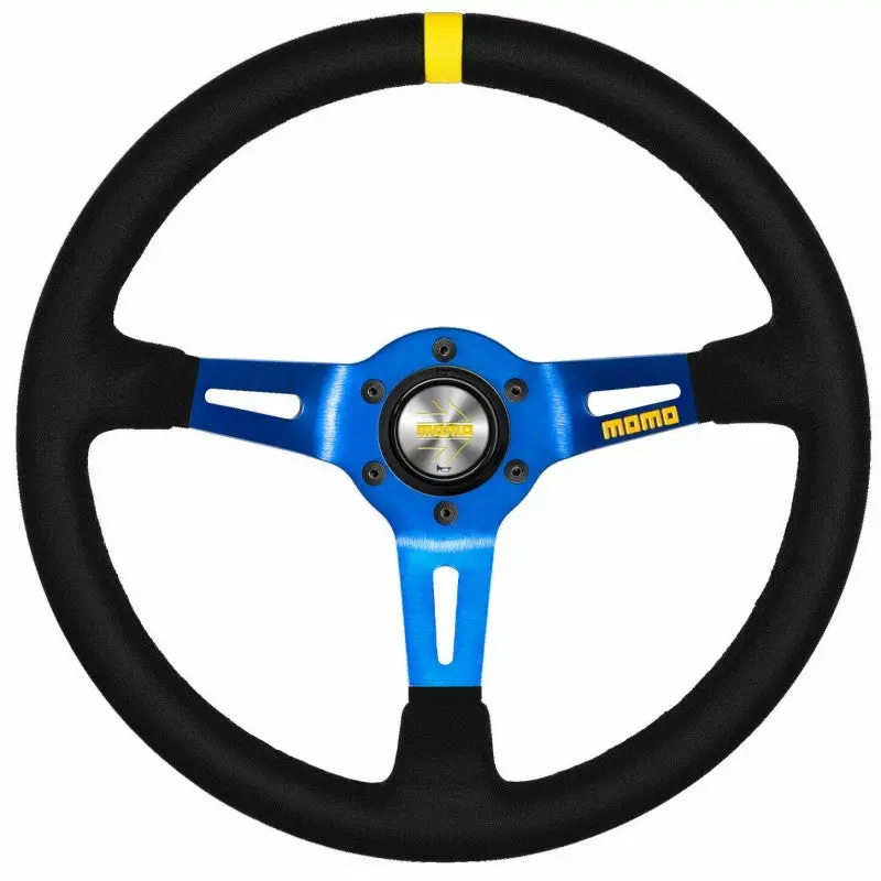 Volante Momo 350 Mm Alcantara Negro Y Azul Mod.08 1