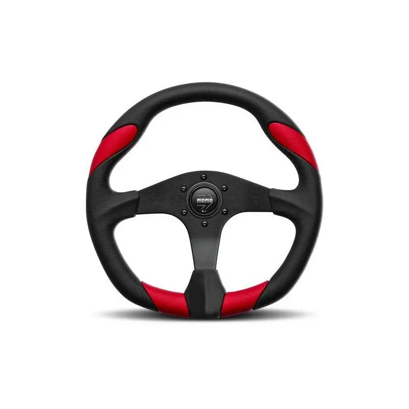 Volante Momo Quark 350 Mm Piel Negro Y Rojo 1