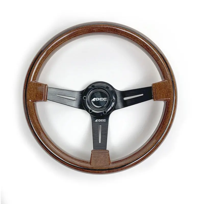 Volante Semidesplazado Modelo Classic - Madera Y Brazos Negros - Occ 1