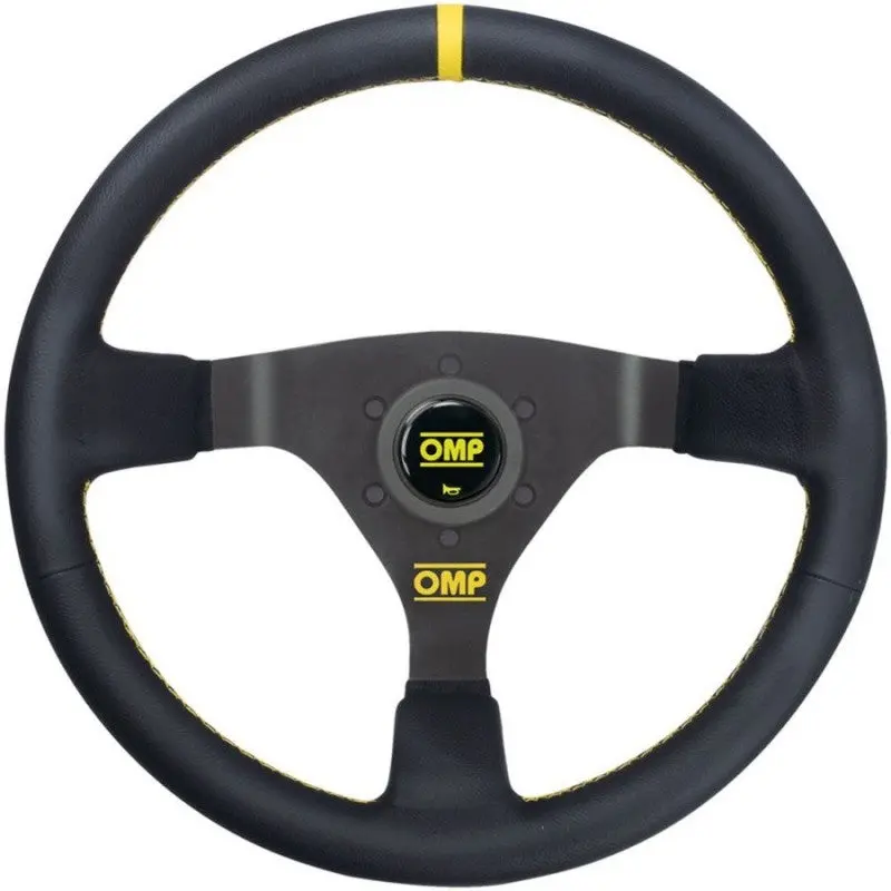 Volante Omp Wrc Piel 350Mm Negro - Detalle Amarillo 1