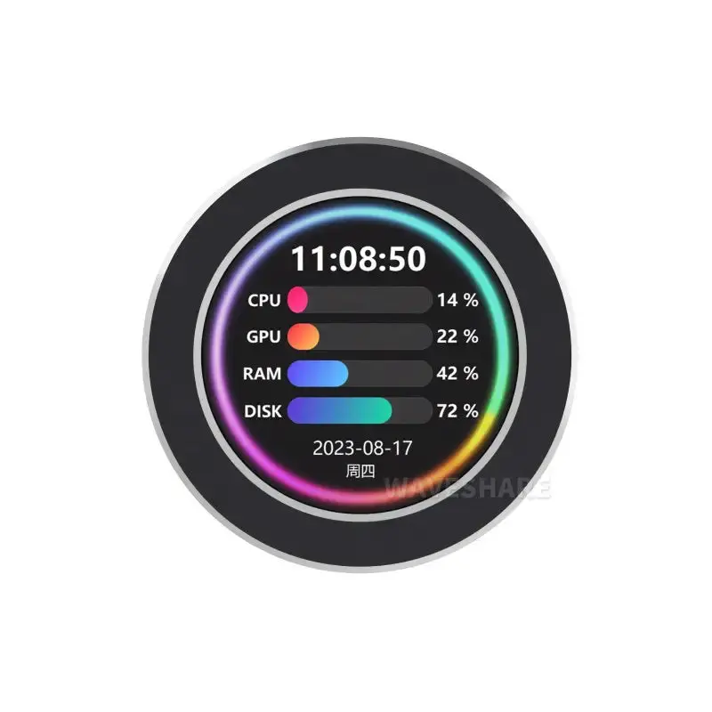 2.1-Inch Usb Monitor Aio Lcd Screen, Cpu Cooler Display (Black) 1